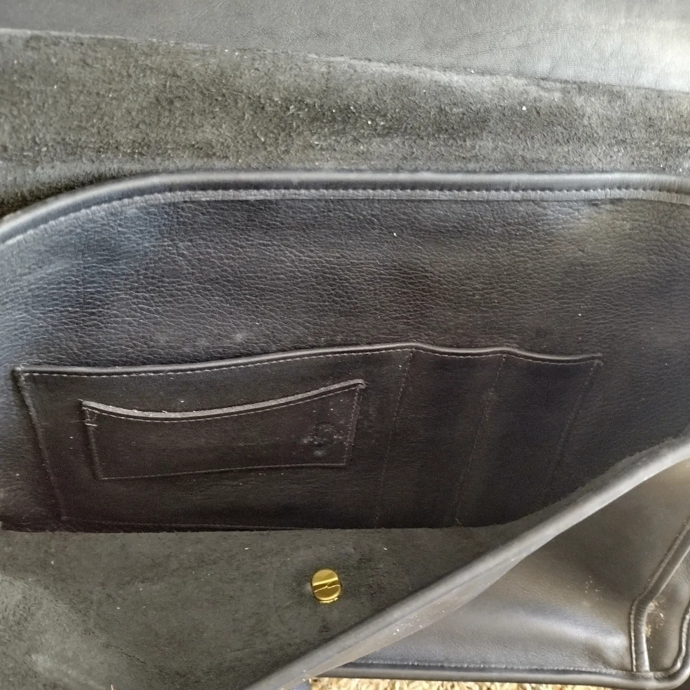 VINTAGE COACH BEEKMAN BLACK LEATHER BRIEFCASE MESSANGER SHOULDER BAG #G5C-5266